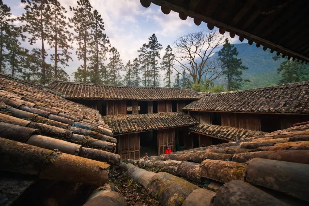 Old tiled roofs of the Hmong King palace